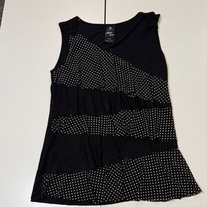 Point Zero Black and White Polka Dot Tank Top